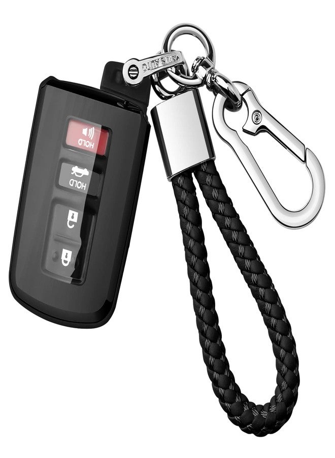 Autophone Compatible with Toyota Key Fob Cover with Keychain,Premium Soft TPU 360 Degree Protection Key Case for Tacoma Sequoia Tundra 4Runner Highlander RAV4 Camry Corolla Smart Key-Black - Image 1