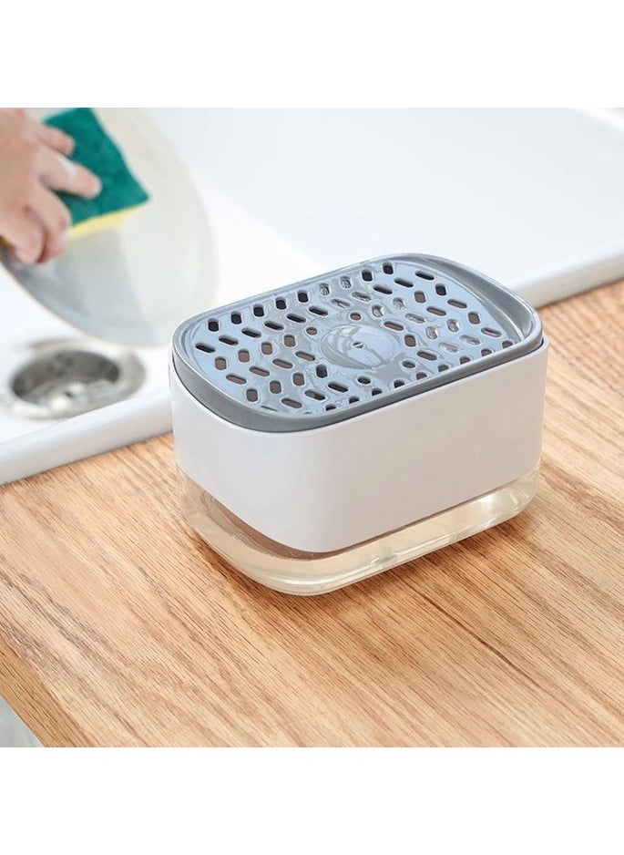 VIO Soap Pump Dispenser Sponge Brush Holder Detachable Dish Soap Caddy 3 in 1 Drainage Design Plastic Countertop Refillable Liquid Dish Detergent Holder for Kitchen Sink Home White  - Image 2