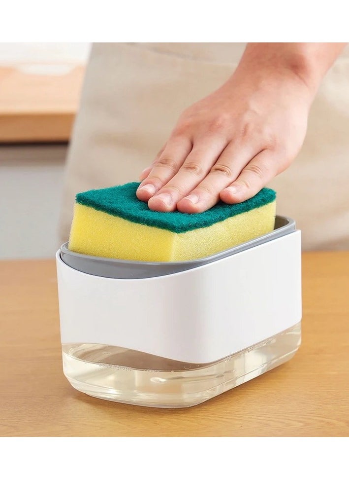 VIO Soap Pump Dispenser Sponge Brush Holder Detachable Dish Soap Caddy 3 in 1 Drainage Design Plastic Countertop Refillable Liquid Dish Detergent Holder for Kitchen Sink Home White  - Image 5