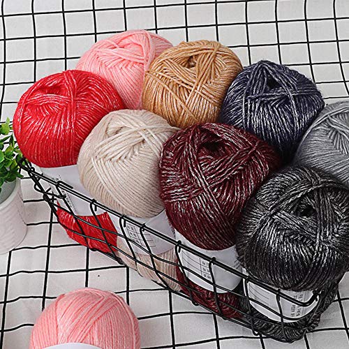 CLISIL Black Metallic Yarn, 764 Yards, Cotton Nylon Blend, Yarn for Crochet, Knitting, 200g, Silver Glitter, DIY Sweater, Scarf, Hat, Wool, 100g/Set - Image 2