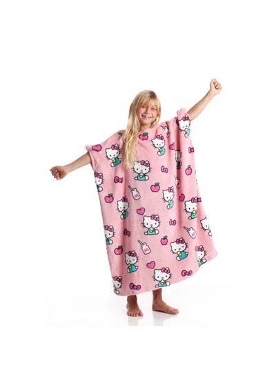 Kanguru Wearable Blanket | Double Sided Wearable Fleece Blanket for Kids,  Soft, Comfy, Warm, Fun, Machine Washable, for Kids and Teenagers size 80x90cm - Momonga Hello Kitty