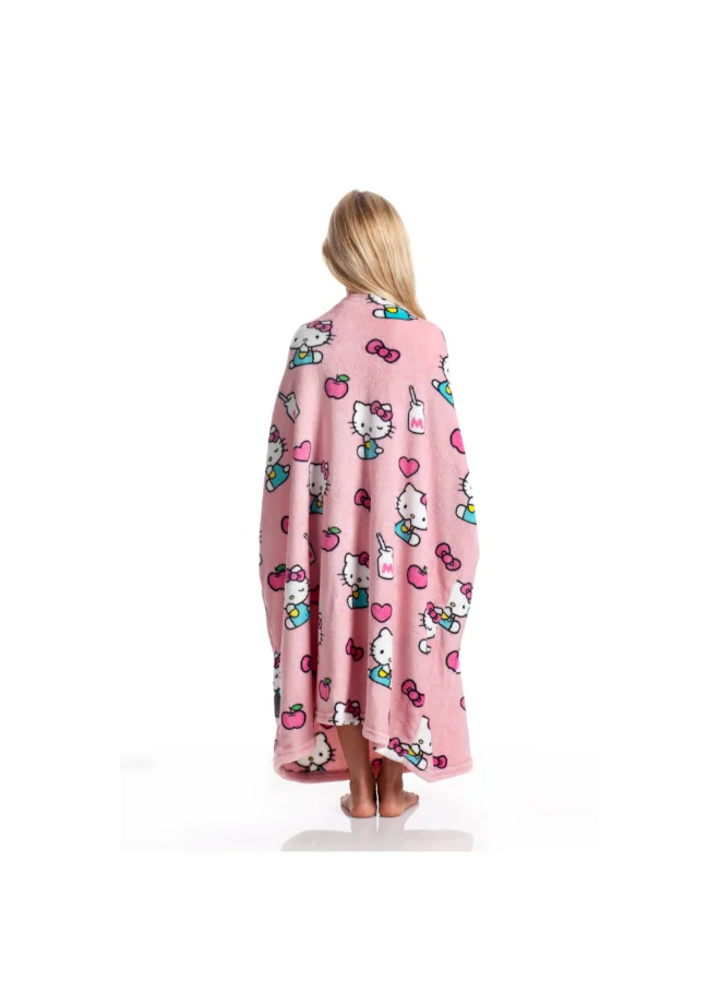 كانغورو Wearable Blanket | Double Sided Wearable Fleece Blanket for Kids,  Soft, Comfy, Warm, Fun, Machine Washable, for Kids and Teenagers size 80x90cm - Momonga Hello Kitty