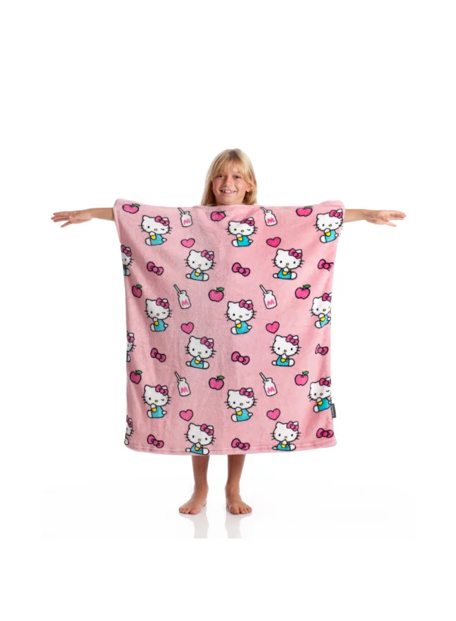 كانغورو Wearable Blanket | Double Sided Wearable Fleece Blanket for Kids,  Soft, Comfy, Warm, Fun, Machine Washable, for Kids and Teenagers size 80x90cm - Momonga Hello Kitty