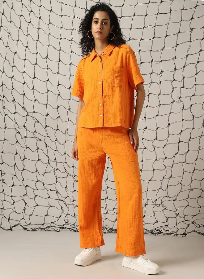 هوبرهولمي قميص بنطلون قطن نقي بتصميم ذاتي مزدوج القماش