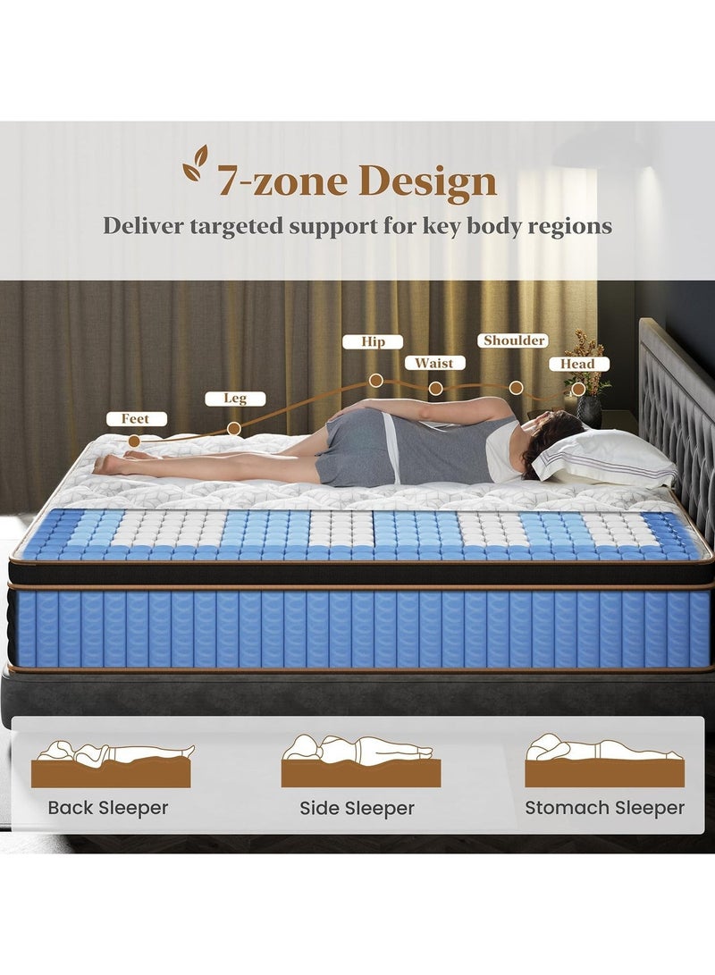 Arababy Pocket Spring Mattress – Extra Thick 25cm, High Resilience, Independent Coils, Distributes Body Pressure, Breathable, Quiet, No Bottoming Out, High Durability, Compressed Packaging Medium Plush Feel Hybrid Comfort & Supportive Mattress - Image 3