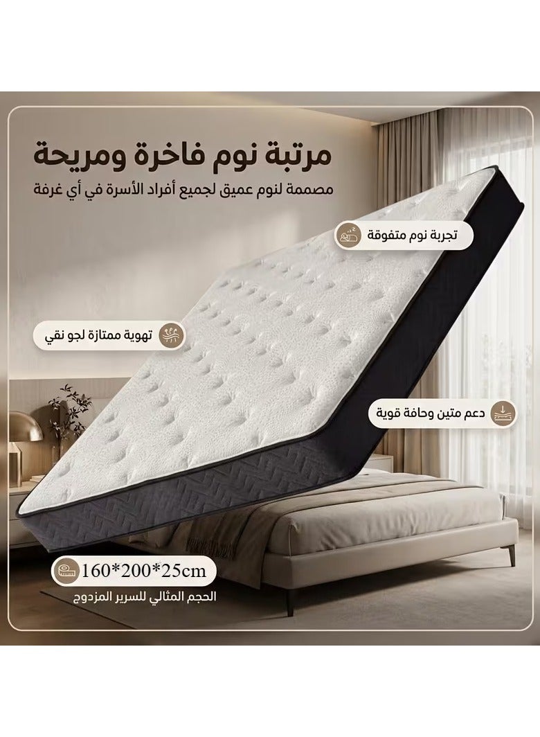ارابيبي مرتبة زنبركية جيبية - سمك إضافي 25 سم، مرونة عالية، زنبركات مستقلة، توزع ضغط الجسم، جيدة التهوية، هادئة، لا تنضغط، متانة عالية، عبوة مضغوطة، ملمس متوسط ​​النعومة، مرتبة هجينة مريحة وداعمة - Image 4