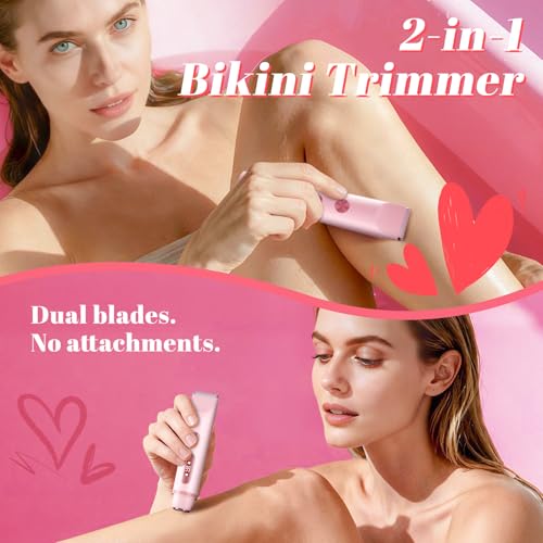 Fanovae Bikini Trimmer for Women – Gentle Electric Razor for Sensitive Areas, Waterproof USB-C Rechargeable Shaver for Body & Face, Stocking Stuffers Holiday Gift (Petal Pink with LED) - Image 4