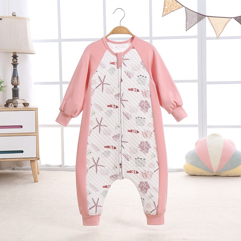 Autumn and winter New Baby sleeping bag thickened cotton baby jumpsuit cute printed zipper baby jumpsuit wholesale - Image 2
