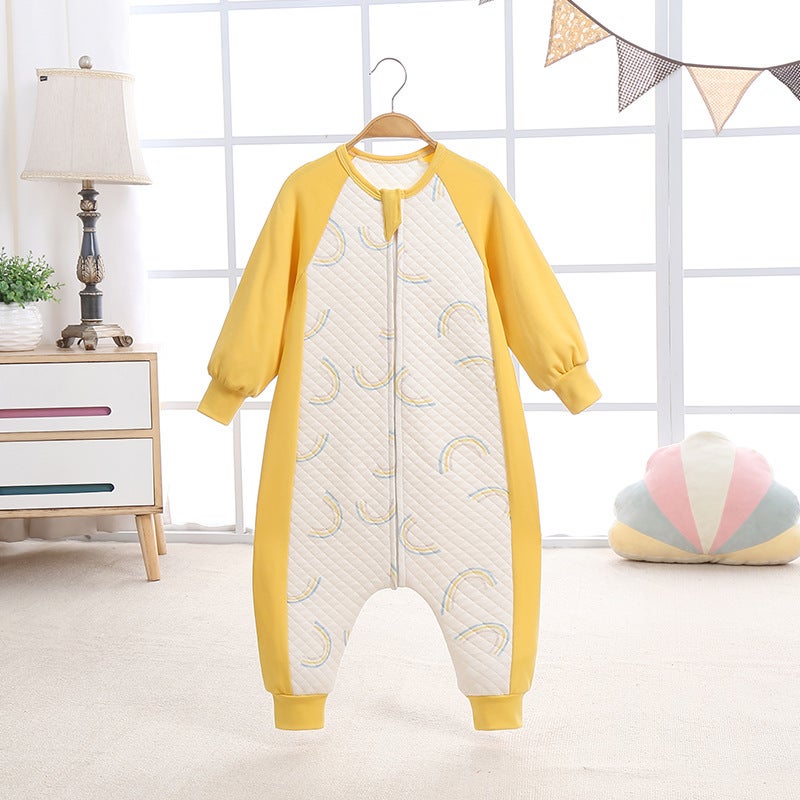 Autumn and winter New Baby sleeping bag thickened cotton baby jumpsuit cute printed zipper baby jumpsuit wholesale - Image 1