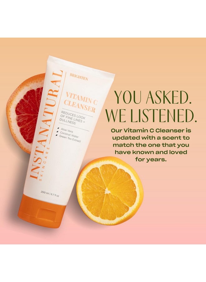 InstaNatural Vitamin C Cleanser Face Wash, Brightens and Reduces Signs of Aging, Fine Lines and Uneven Texture, with Coconut Water and Aloe Vera, 6.7 FL Oz - Image 2