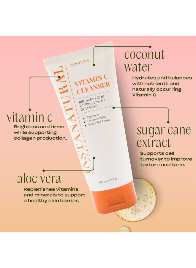 InstaNatural Vitamin C Cleanser Face Wash, Brightens and Reduces Signs of Aging, Fine Lines and Uneven Texture, with Coconut Water and Aloe Vera, 6.7 FL Oz - Image 4