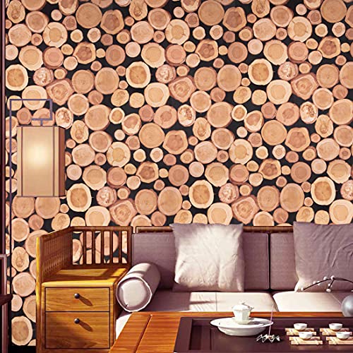 wolpin Wall Stickers Wallpaper for Furniture (45 x 300 cm) Living Room Wood Grain Log Latest Decoration Nature PVC Decal Self-Adhesive, Brown - Image 4