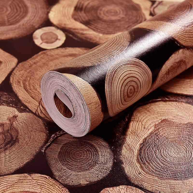 wolpin Wall Stickers Wallpaper for Furniture (45 x 300 cm) Living Room Wood Grain Log Latest Decoration Nature PVC Decal Self-Adhesive, Brown - Image 3