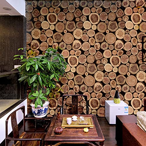 wolpin Wall Stickers Wallpaper for Furniture (45 x 300 cm) Living Room Wood Grain Log Latest Decoration Nature PVC Decal Self-Adhesive, Brown - Image 5