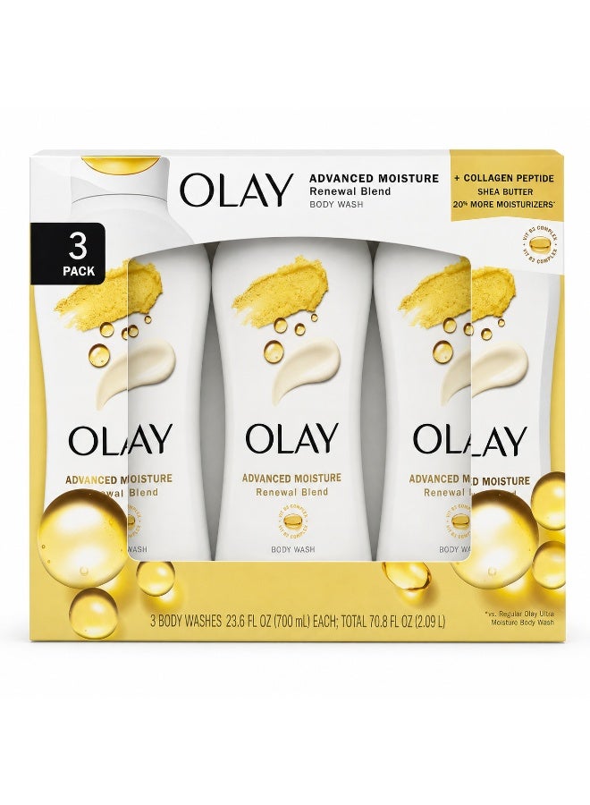 Olay Advanced Moisture Renewal Blend Body Wash with Collagen Peptide & Shea Butter, 700ml, Pack of 3