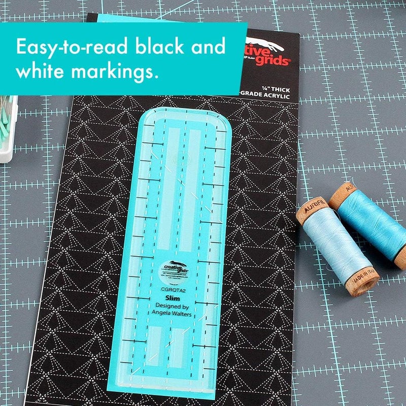 Creative Grids Machine Quilting Tool – Slim – CGRQTA2 – Made in USA, Non-Slip Grip Acrylic Quilting & Sewing Template Ruler for Free-Motion quilt Patchwork Design on Domestic Sewing & Longarm Machines - Image 2