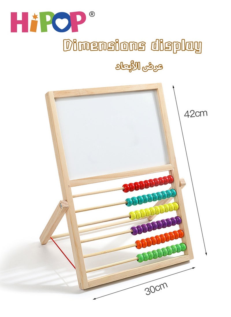 HIPOP Double Sided Wooden Art Easel for Kids,Magnetic Whiteboard and Chalkboard,Toddler Toys Drawing Board Includes Abacus  - Image 5