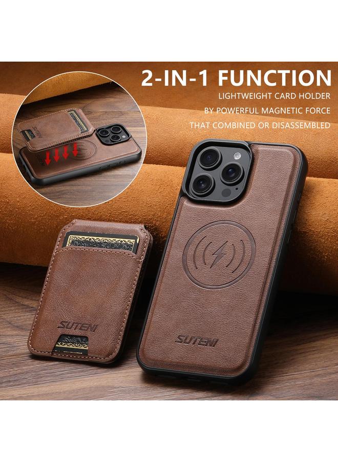 Suteni Case For iPhone 13 Pro Max M5 Magnetic Card Bag MagSafe Leather Phone Case - Image 2