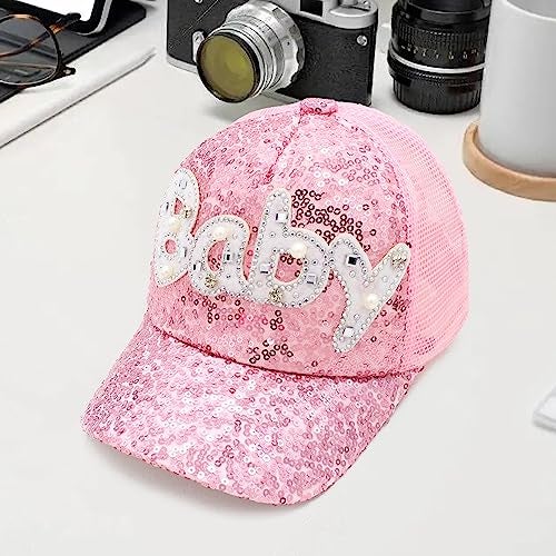 VRITRAZ Baby Sequin and Net Little Cap for Kids, Baby Girls & Boys 3-12 Years (Color-Pink) - Image 3