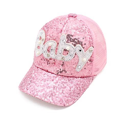 VRITRAZ Baby Sequin and Net Little Cap for Kids, Baby Girls & Boys 3-12 Years (Color-Pink) - Image 1
