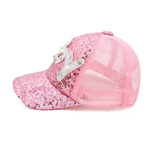 VRITRAZ Baby Sequin and Net Little Cap for Kids, Baby Girls & Boys 3-12 Years (Color-Pink) - Image 5