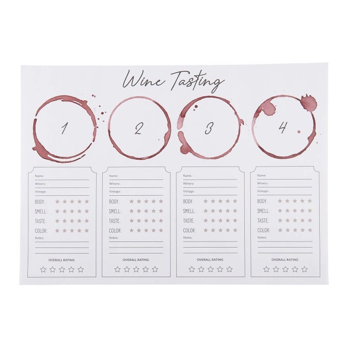 SB DESIGN STUDIO SIPS WINE TASTING PLACEMATS 24COUNT PAPER