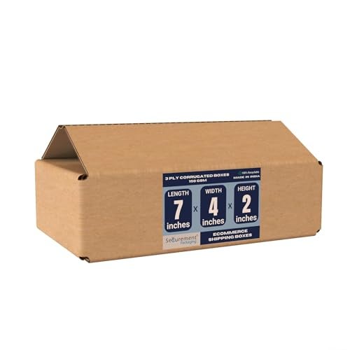 SECUREMENT® 3 ply cardboard boxes for packaging for Secure Shipping, Moving, Courier & Goods Transportation - 7 x 4 x 2 inches (50 Boxes) - Image 1