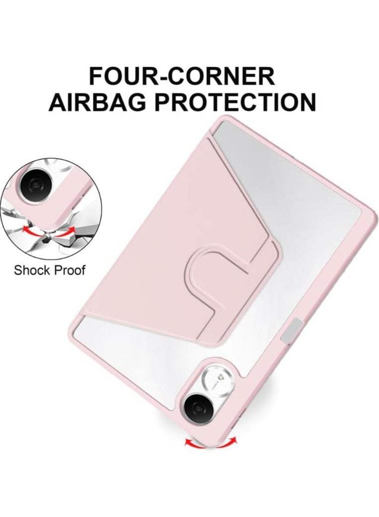 Case for Xiaomi Redmi Pad 2 11-inch 2025 Smart Tablet Leather Case with Auto Wake/Sleep, 360° Rotating Stand Cover Acrylic Clear Back Cover with Pencil Holder (Pink) - Image 5