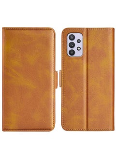 Generic Case Cover For Samsung Galaxy A53 5G Dual-side Magnetic Leather Case with Holder & Card Slots & Wallet Yellow 