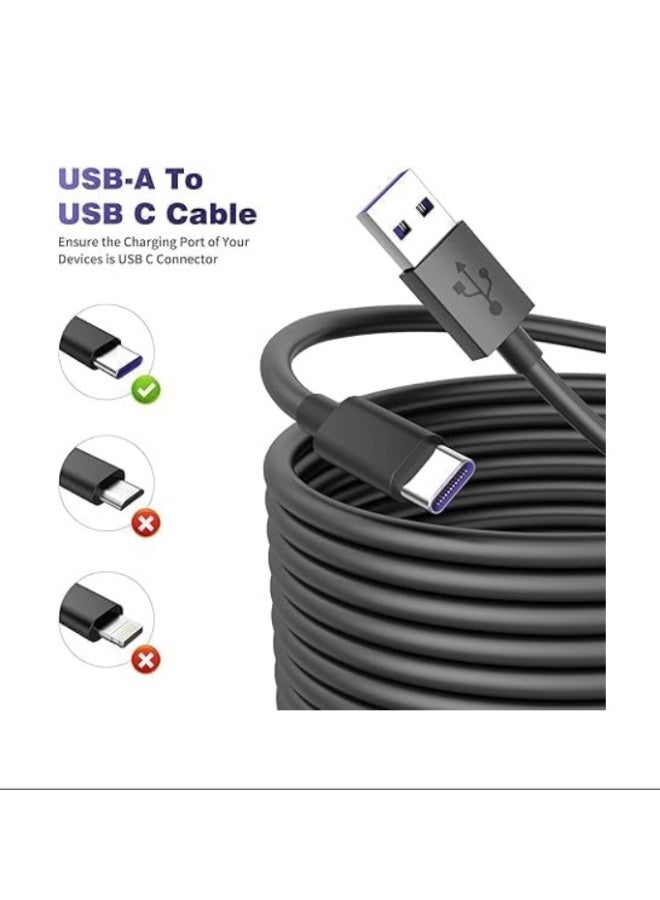 Reacon كابل تمديد طاقة طويل USB A إلى USB C بطول 5 متر - سلك شحن متين لكاميرات الأمان الداخلية/الخارجية، متوافق مع كاميرا Mi 2K، CCTV، Mini 2، Eufy Cam - يشمل مشابك الأسلاك وأظافر الكابل - Image 2