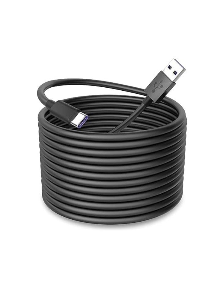 Reacon كابل تمديد طاقة طويل USB A إلى USB C بطول 5 متر - سلك شحن متين لكاميرات الأمان الداخلية/الخارجية، متوافق مع كاميرا Mi 2K، CCTV، Mini 2، Eufy Cam - يشمل مشابك الأسلاك وأظافر الكابل - Image 1