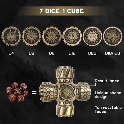 CZYY DND Spinner Dice  7in1 Metal Polyhedral Dice Set with Rotating Sides  4 Wheel Spinners  Stress Relief Easy to Read Great Gift and Accessories for DM Gamer  Collector Style B - Image 5