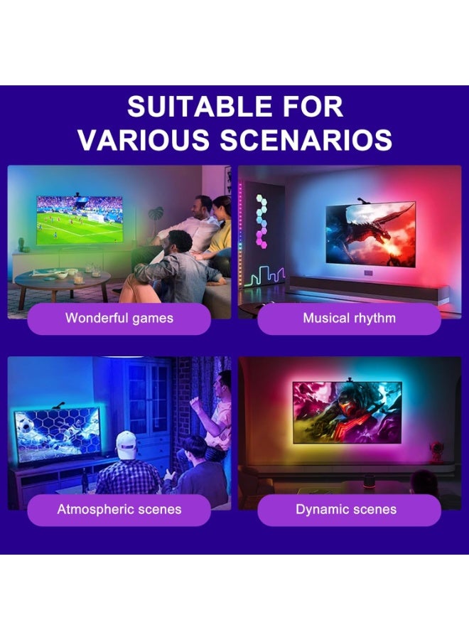 يوڠام إضاءة خلفية LED للتلفاز بطول 3.8 متر قابلة للقص، تتغير مع محتوى التلفاز، مناسبة لشاشات 55–65 بوصة وشاشات الكمبيوتر. إضاءة خلفية للتلفاز مزودة بمستشعر، تتزامن مع الألعاب والموسيقى، وتغير الألوان تلقائيًا - Image 4