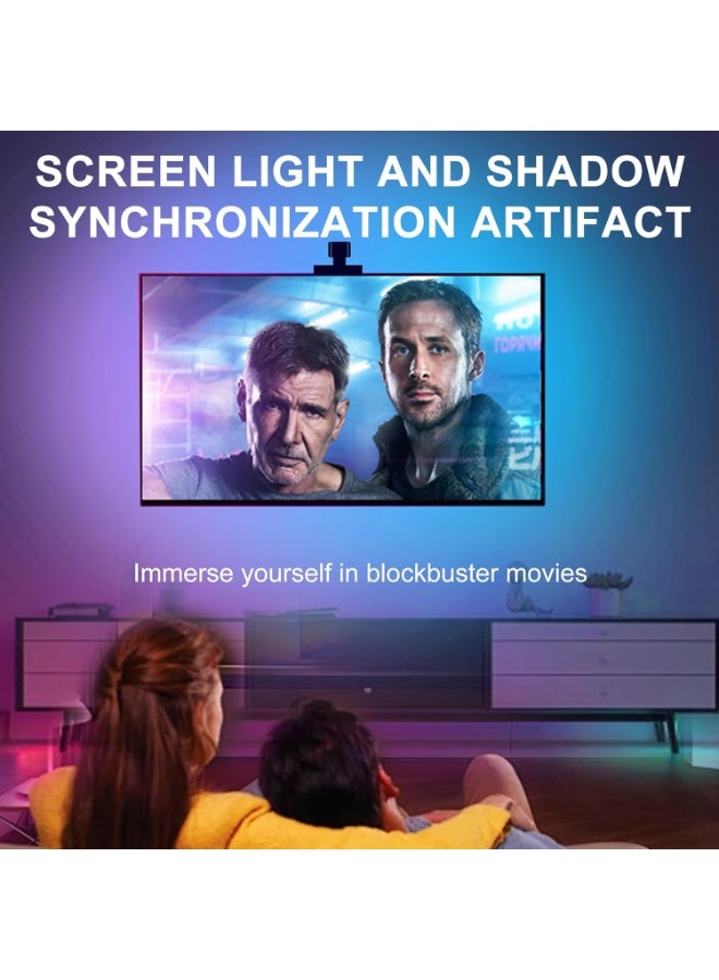 يوڠام إضاءة خلفية LED للتلفاز بطول 3.8 متر قابلة للقص، تتغير مع محتوى التلفاز، مناسبة لشاشات 55–65 بوصة وشاشات الكمبيوتر. إضاءة خلفية للتلفاز مزودة بمستشعر، تتزامن مع الألعاب والموسيقى، وتغير الألوان تلقائيًا - Image 5