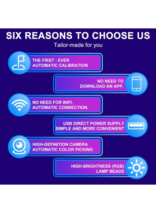 يوڠام إضاءة خلفية LED للتلفاز بطول 3.8 متر قابلة للقص، تتغير مع محتوى التلفاز، مناسبة لشاشات 55–65 بوصة وشاشات الكمبيوتر. إضاءة خلفية للتلفاز مزودة بمستشعر، تتزامن مع الألعاب والموسيقى، وتغير الألوان تلقائيًا - Image 3