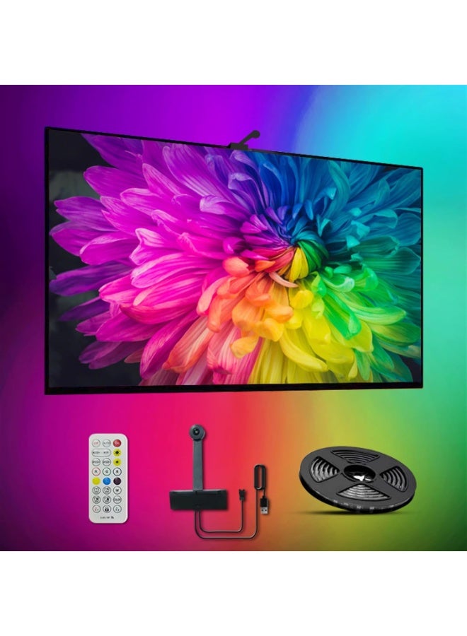 يوڠام إضاءة خلفية LED للتلفاز بطول 3.8 متر قابلة للقص، تتغير مع محتوى التلفاز، مناسبة لشاشات 55–65 بوصة وشاشات الكمبيوتر. إضاءة خلفية للتلفاز مزودة بمستشعر، تتزامن مع الألعاب والموسيقى، وتغير الألوان تلقائيًا - Image 1