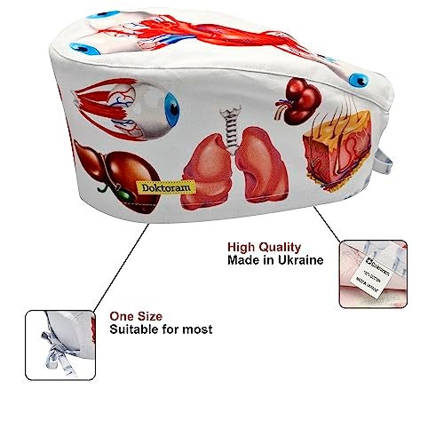 DOKTORAM Heart Print Scrub Cap - Simple and Heartwarming Headwear for Healthcare Professionals… - Image 2
