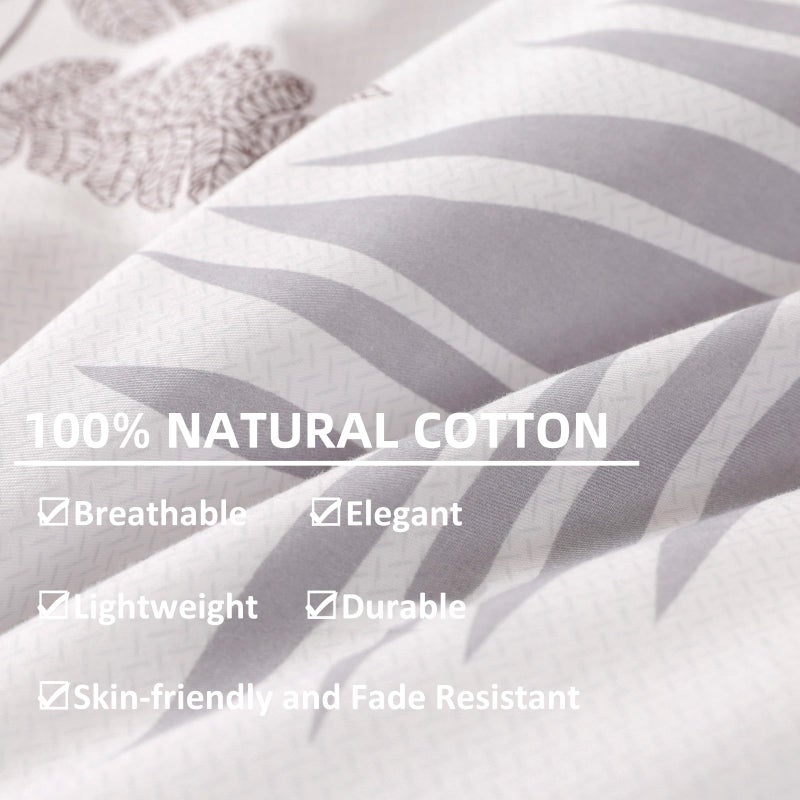 OAITE Duvet Cover Set,100% Cotton Comforter Cover with Leaf Pattern Duvet Cover Set,Soft Bedding Set Includes with 3 Piece (2 Pillow Shams,1 Duvet Cover) - Image 5