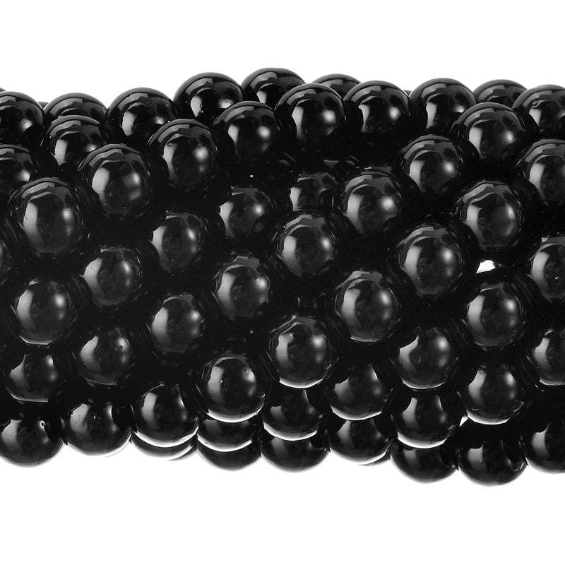 RUBYCA 200Pcs Czech Tiny Satin Luster Glass Pearl Round Bead Beading Jewelry Making 12mm Jet Black