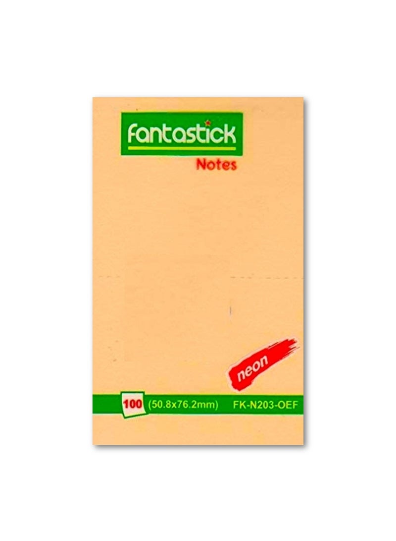 Fantastick ملاحظات لاصقة 100 قطعة بحجم 2x3 بوصة باللون البرتقالي - Image 1