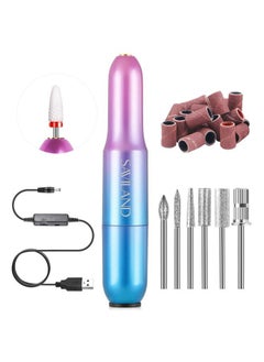 Saviland Portable Electric Nail Drill - 20000 RPM USB Electric Nail File with 7 Nail Drill Bits & 51 Sanding Bands for Nail Prep Acrylic Nails Dip Nails Gel Nails Home Salon Use  - Image 1