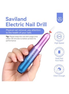 Saviland Portable Electric Nail Drill - 20000 RPM USB Electric Nail File with 7 Nail Drill Bits & 51 Sanding Bands for Nail Prep Acrylic Nails Dip Nails Gel Nails Home Salon Use  - Image 5