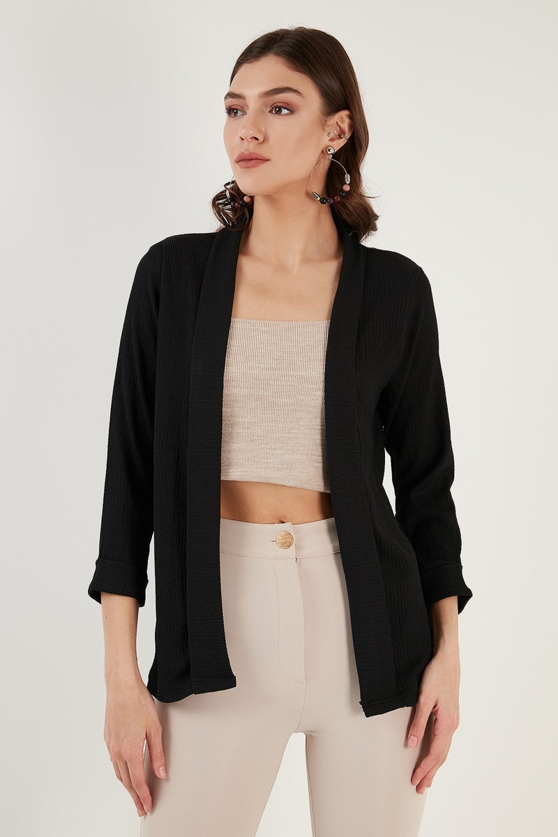 Lela Collar and Sleeve Folded Seersucker Kimono Cardigan Women's Cardigan 5869014 - Image 4