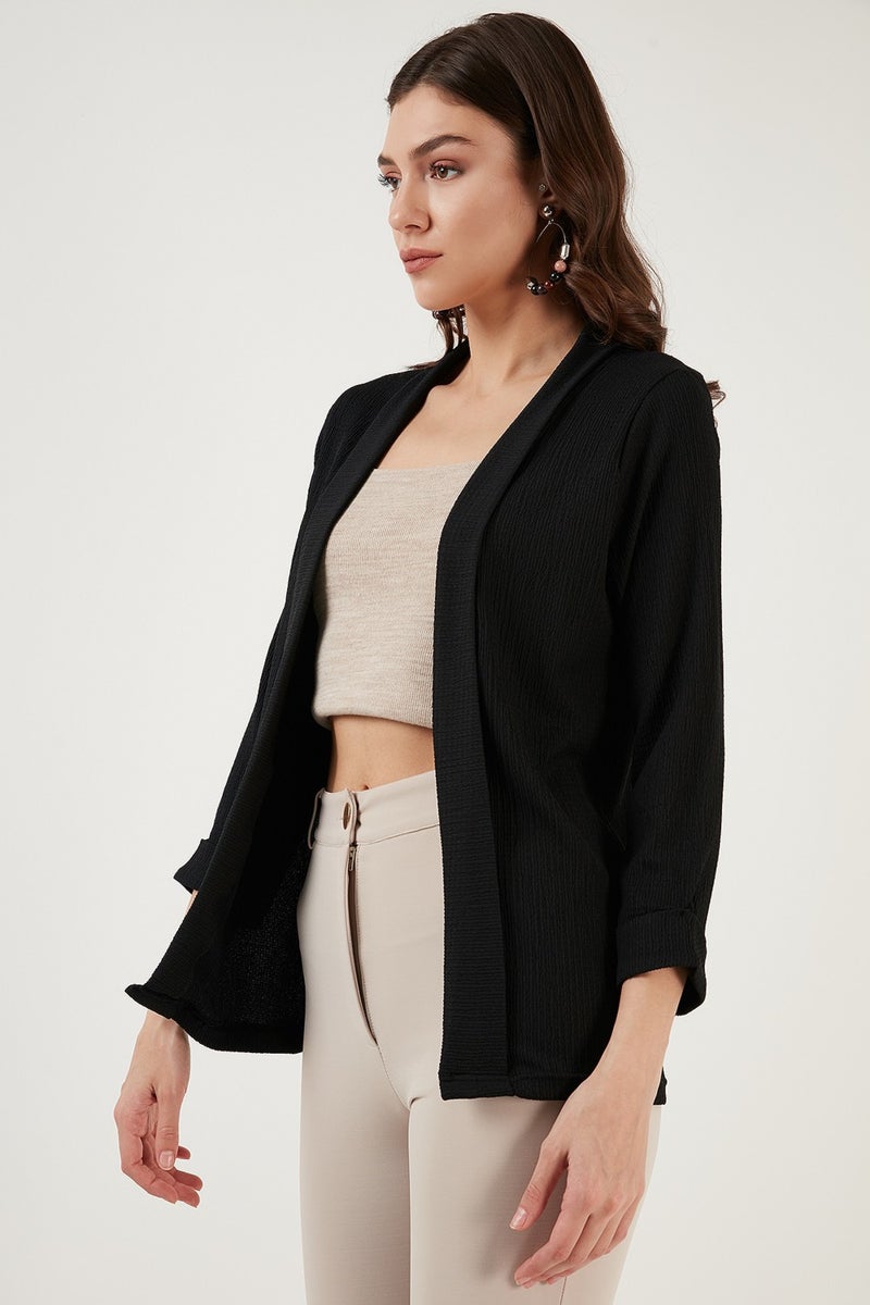 Lela Collar and Sleeve Folded Seersucker Kimono Cardigan Women's Cardigan 5869014 - Image 2