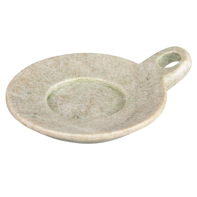 Creative CoOp HandCarved Marble Dish with Handle Beige