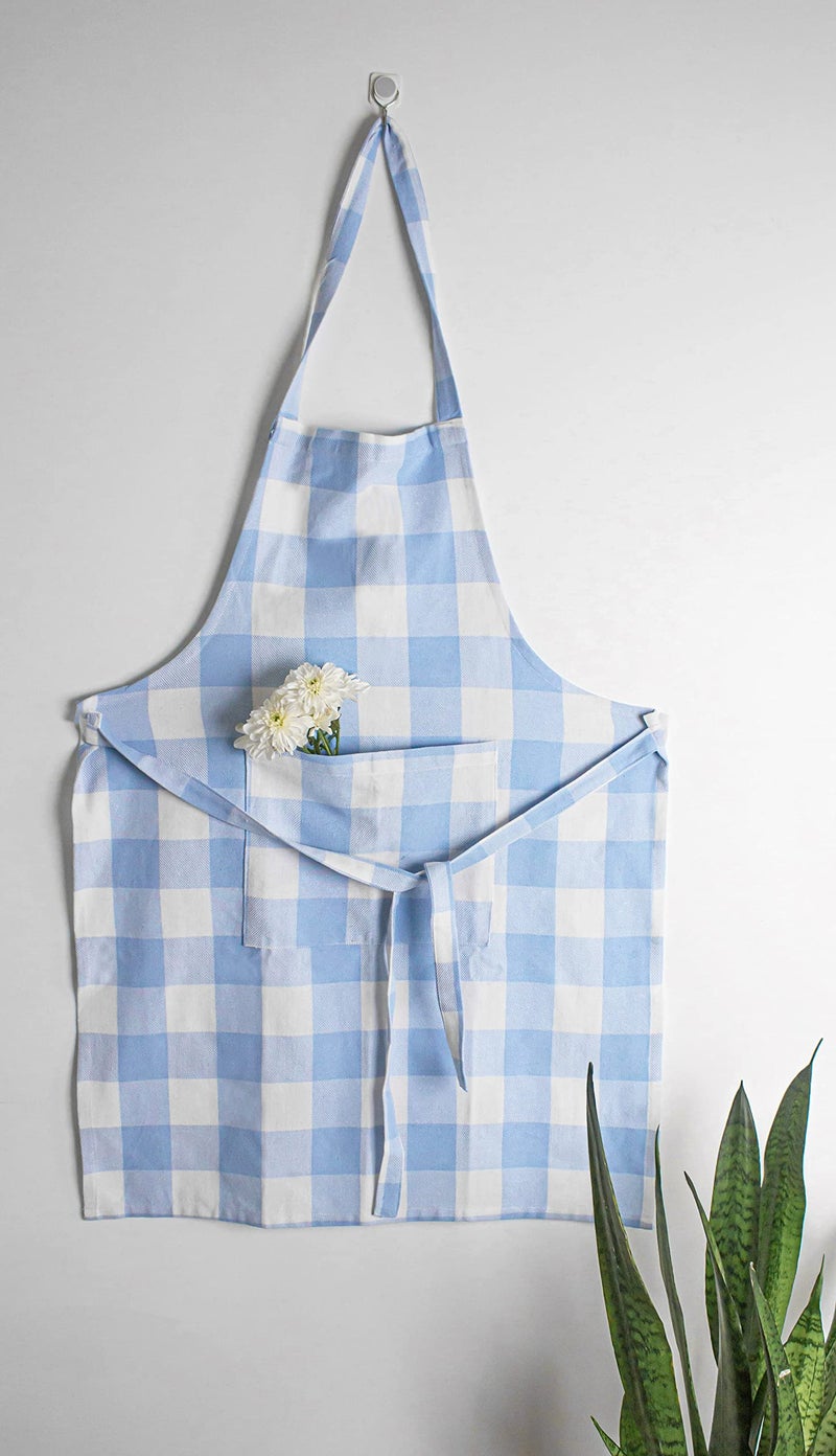 PIXEL HOME DECOR© New Cotton Kitchen Apron which has Ties With Centre Pocket with Strong and durable Cotton Ice Blue - Image 3