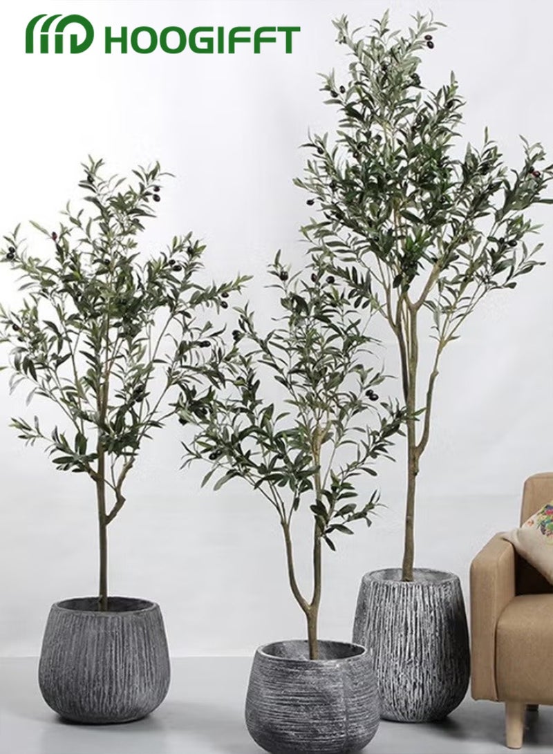 HOOGIFFT Artificial Olive Tree Tall Fake Potted Olive Silk Tree with Planter Large Faux Olive Branches and Fruits Artificial Tree for Modern Home Office Living Room Floor Decor Indoor,making it an ideal housewarming gift for home or office. - Image 4