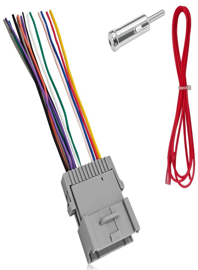 SWQS 3PCS Car Radio Wiring Harness Adapter Kit, Aftermarket Stereo CD Player Receiver Adapter, Modified Pigtail Connector Plug Compatible with Chevy Silverado Chrysler Hummer Buick Suzuki (Gray) - Image 1