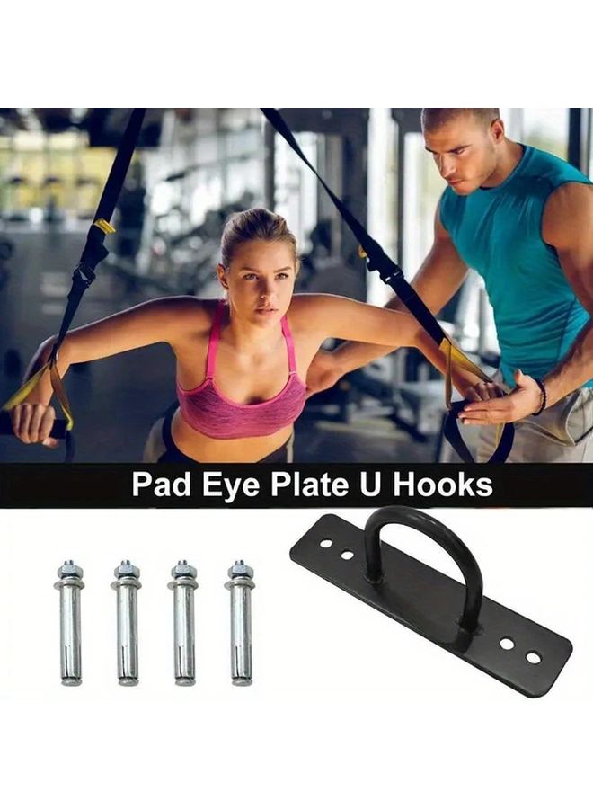 Black Heavy Duty Metal Wall Mount U Hook Anchor Plate For Resistance Bands Strength Training - Image 2
