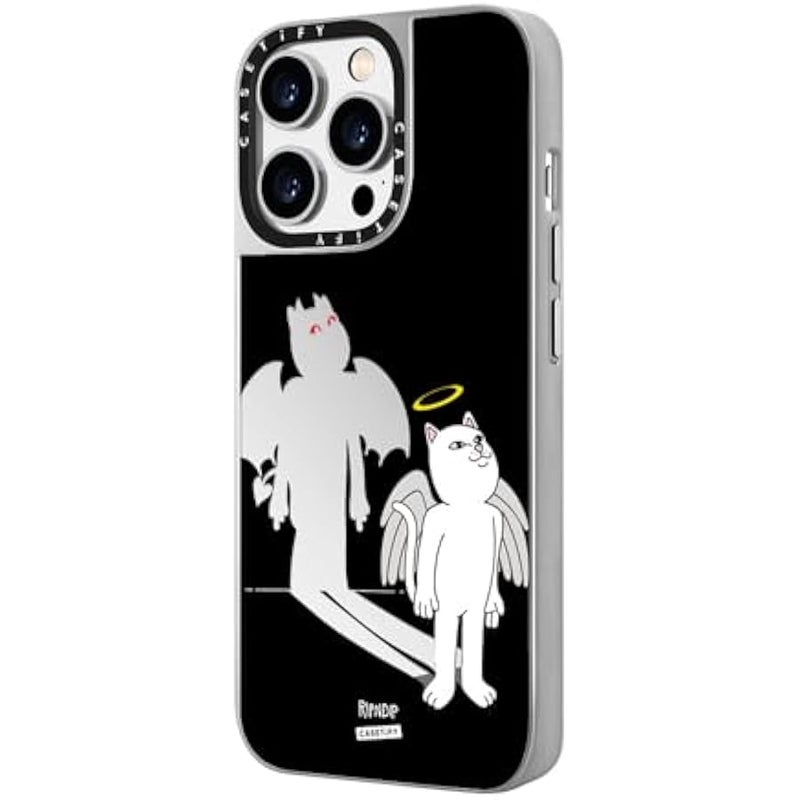 Casetify Mirror Case for iPhone 14 Pro 【RipNDip Colab/Reflective / 4.9ft Drop Protection/Compatible with Magsafe】 - Shadow Friend - Silver on Silver - Image 5